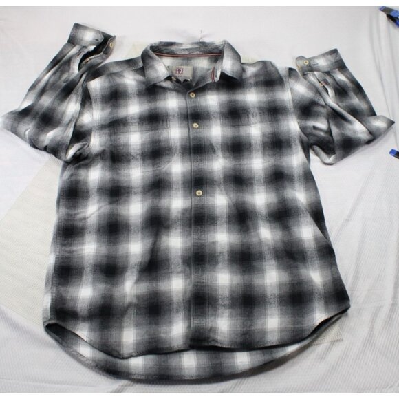 The Territory Ahead Mens Black & White Plaid Long Sleeve Button-Up Shirt L 100% - Picture 1 of 5